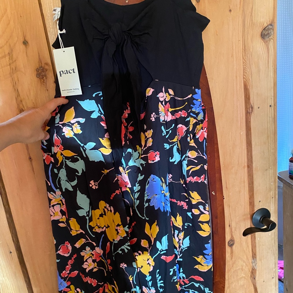 Pact Women's Black Floral Jumpsuit